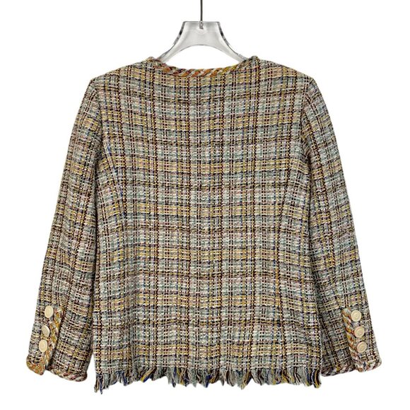 Chanel Multicolor Tweed Jacket With Fringe Hem & Button Details - Picture 3 of 8